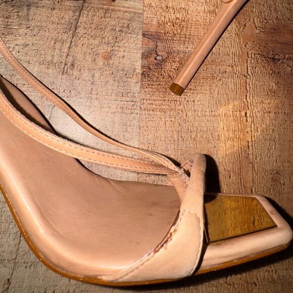 Schutz Vikki Leather Wrap Tan Heels 8 - Picture 4 of 15